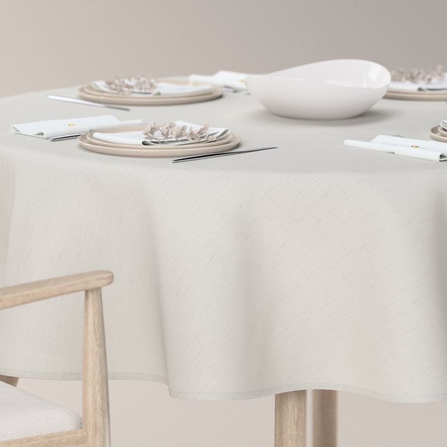 Obrus okrągły, ciepły biały, Linen