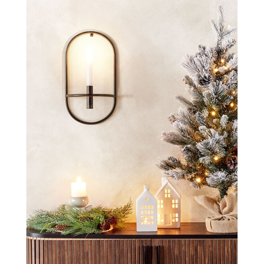 Zestaw 2 świeczników ściennych metalowy czarny CAVIANA