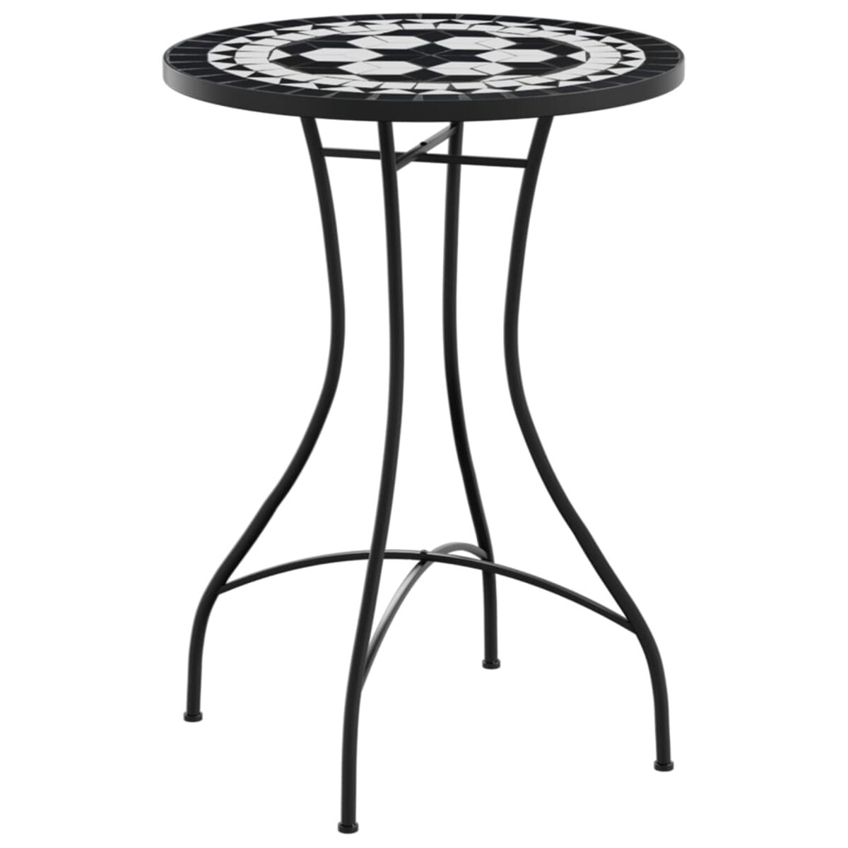 vidaXL Mozaikowy stolik bistro, czarno-biały, Ø50x70 cm, ceramiczny
