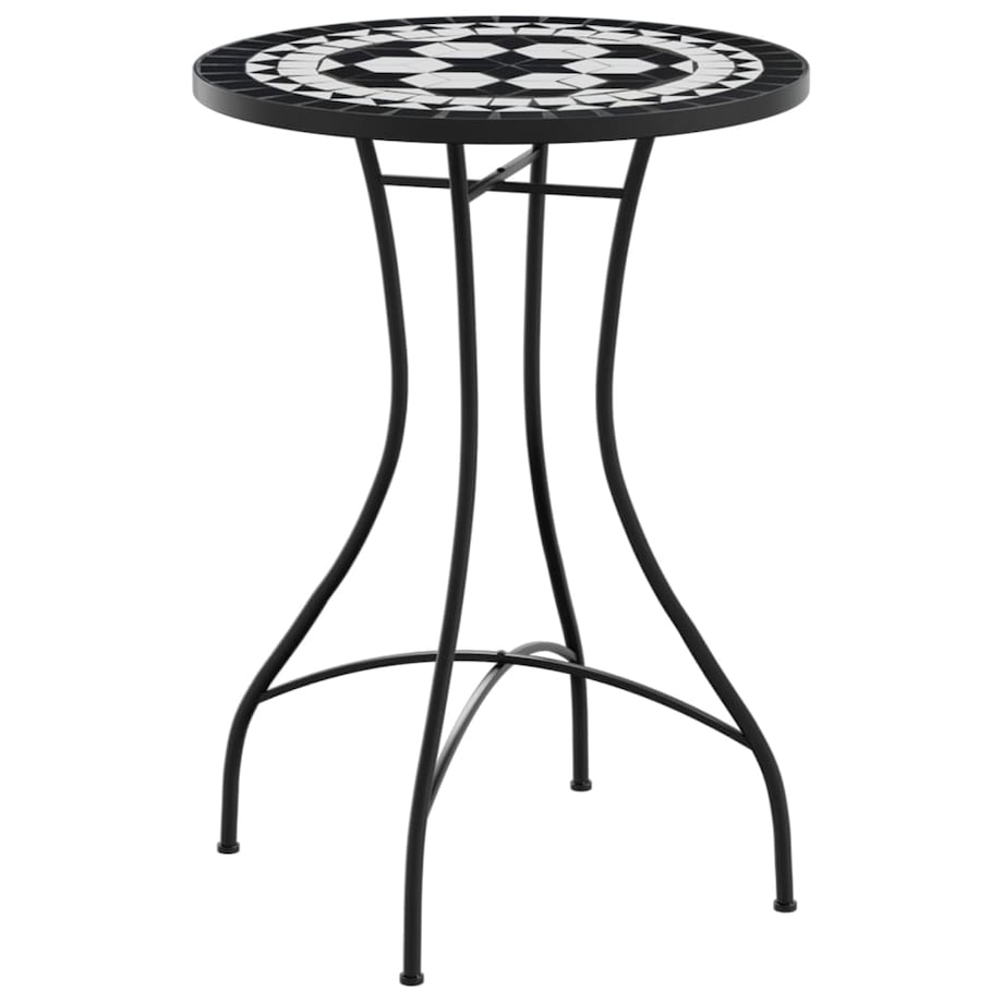 vidaXL Mozaikowy stolik bistro, czarno-biały, Ø50x70 cm, ceramiczny