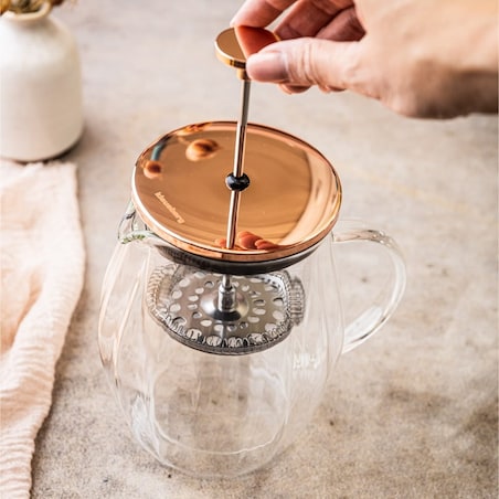 Zaparzacz do kawy herbaty 0.60L French Press różowe złoto KLAUSBERG