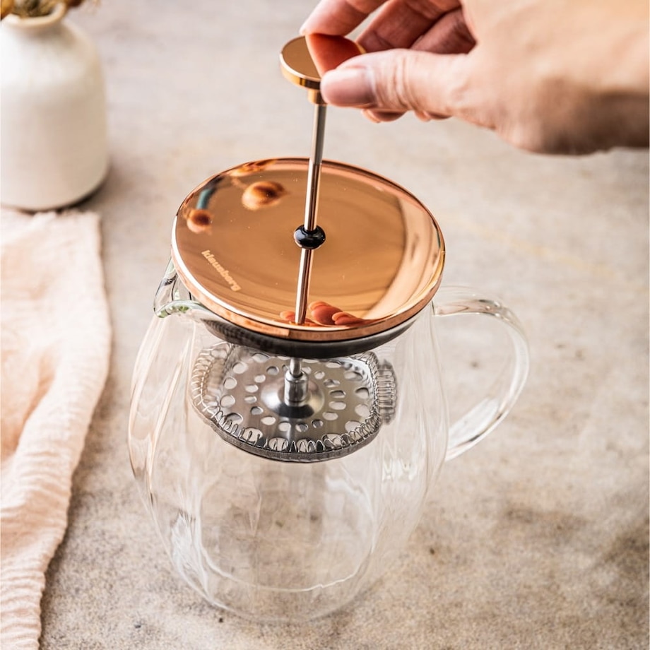 Zaparzacz do kawy herbaty 0.60L French Press różowe złoto KLAUSBERG