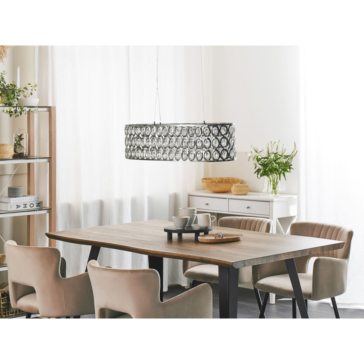 Lampa wisząca metalowa srebrna TENNA