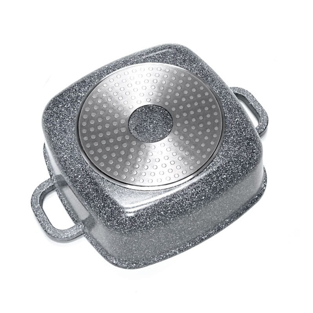 Garnek z powłoką marmurową kwadratowy marmurkowy szary indukcja gaz 4.4L 24cm KLAUSBERG