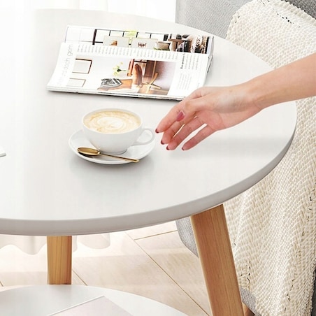 Stolik kawowy mały okrągły drewniany loft skandynawski ława stół salonu