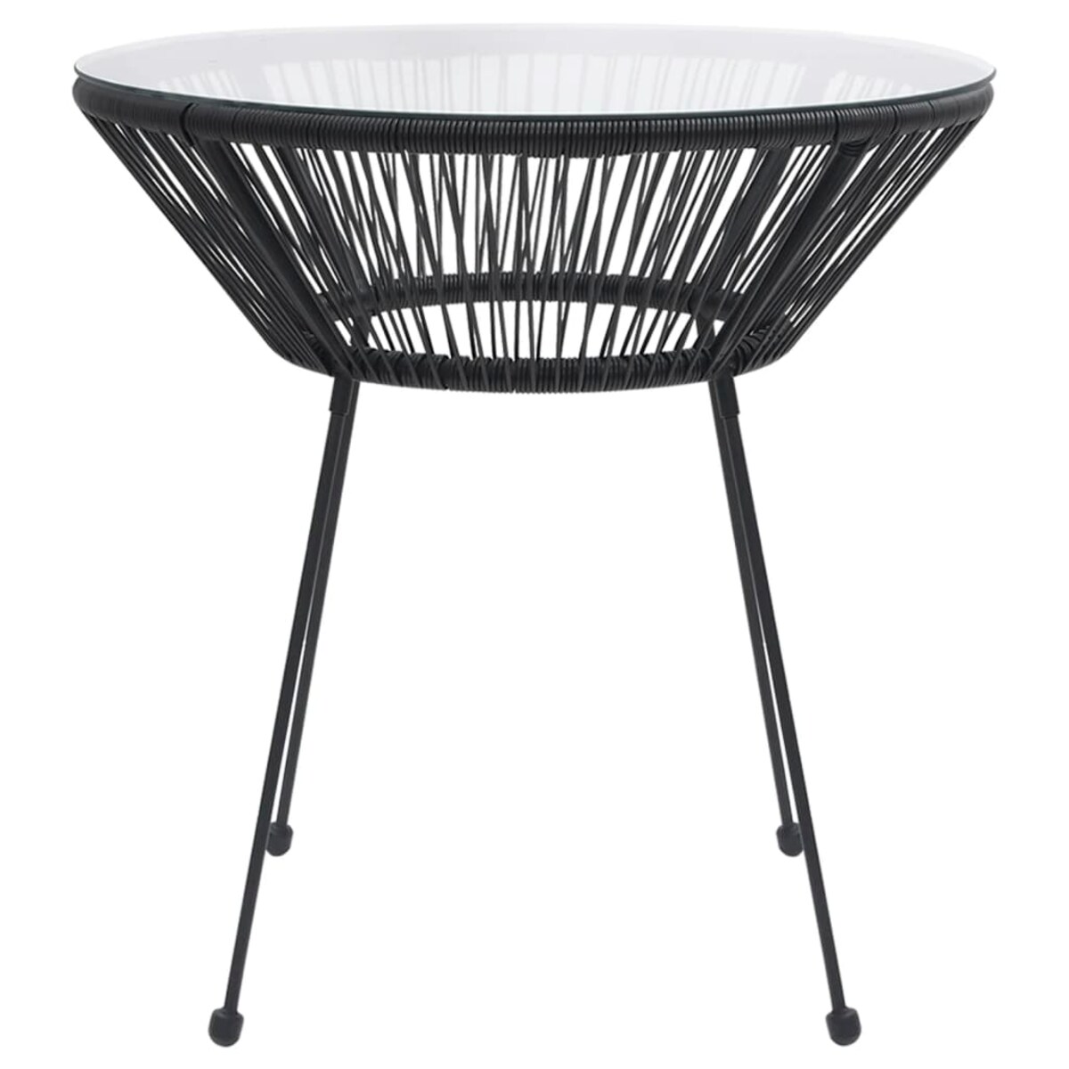 vidaXL Stolik ogrodowy, czarny, Ø70x74 cm, rattan i szkło