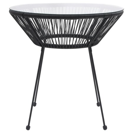 vidaXL Stolik ogrodowy, czarny, Ø70x74 cm, rattan i szkło