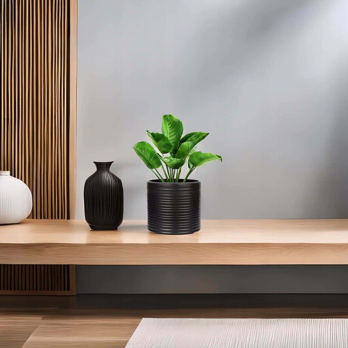 DONICZKA CERAMICZNA CZARNA CYLINDER 13cm do salonu domu na balkon bonsai
