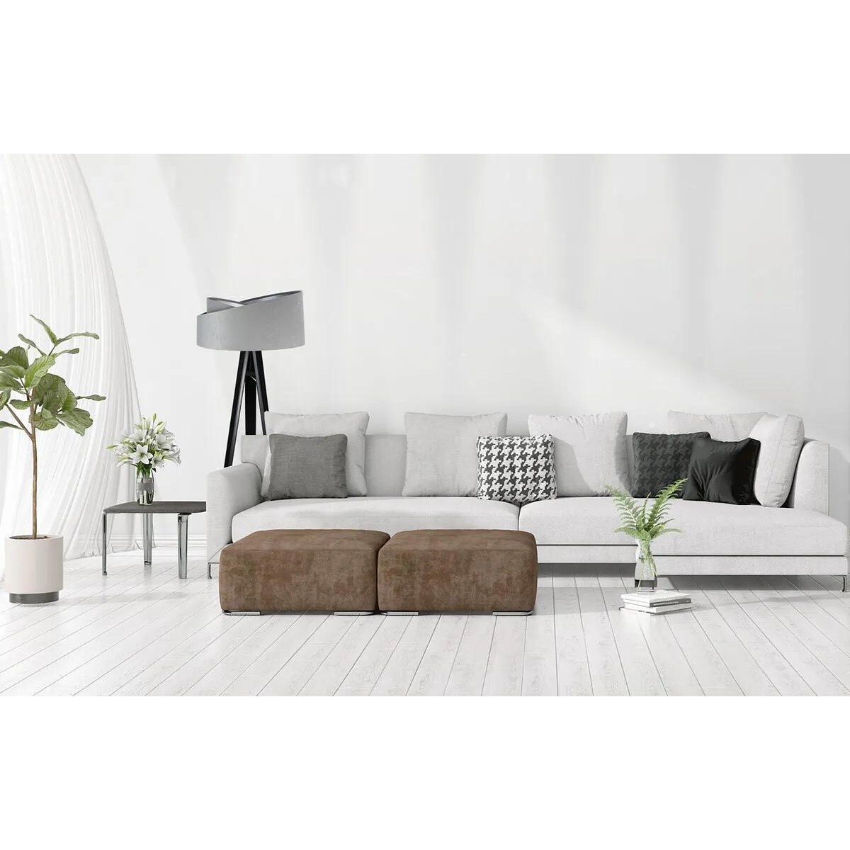 Lampa stojąca GEMSTONE szara/srebrna/czarna