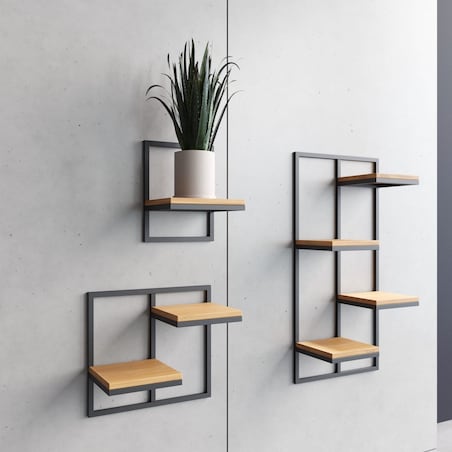 Kwietnik na Ścianę Ścienny Półka Loft Wiszący Czarny Dąb Półka na Kwiaty