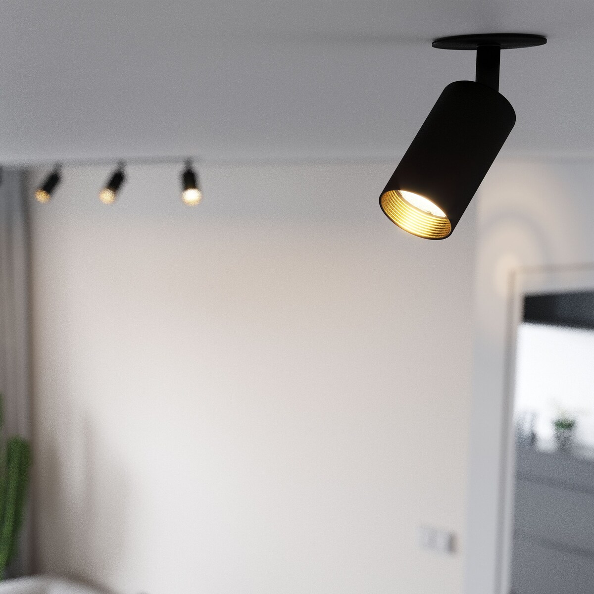 Lampa reflektor spot podtynkowy TK Lighting AMIS BLACK 10806 GU10 czarno-złota regulowana wpuszczana sufitowa