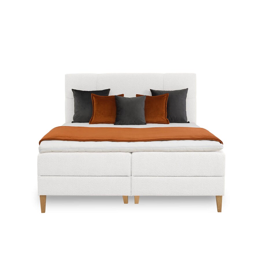 Łóżko kontynentalne EVERTON 140x200 z pojemnikiem, Biały, tkanina Baloo 2073