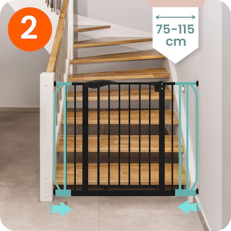 Barierka zabezpieczająca ochronna Nukido na schody i drzwi 75-115cm czarna 718300