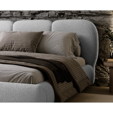 Łóżko tapicerowane 200x200 ROZA z pojemnikiem na pościel jasnoszare