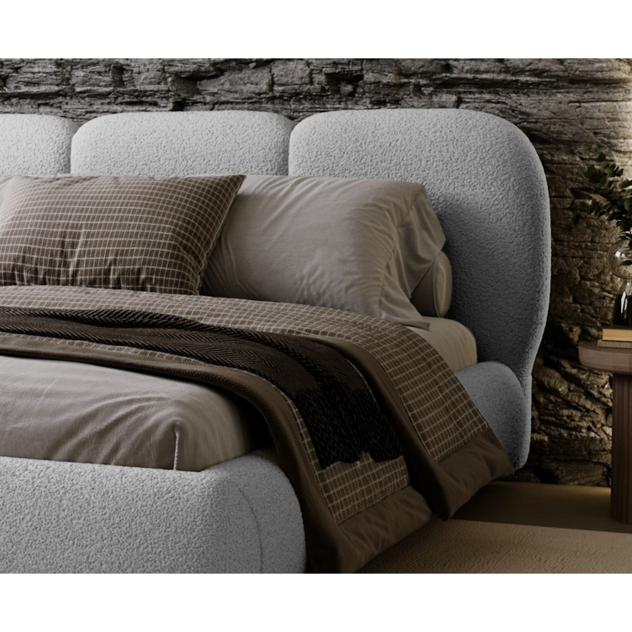 Łóżko tapicerowane 200x200 ROZA z pojemnikiem na pościel jasnoszare