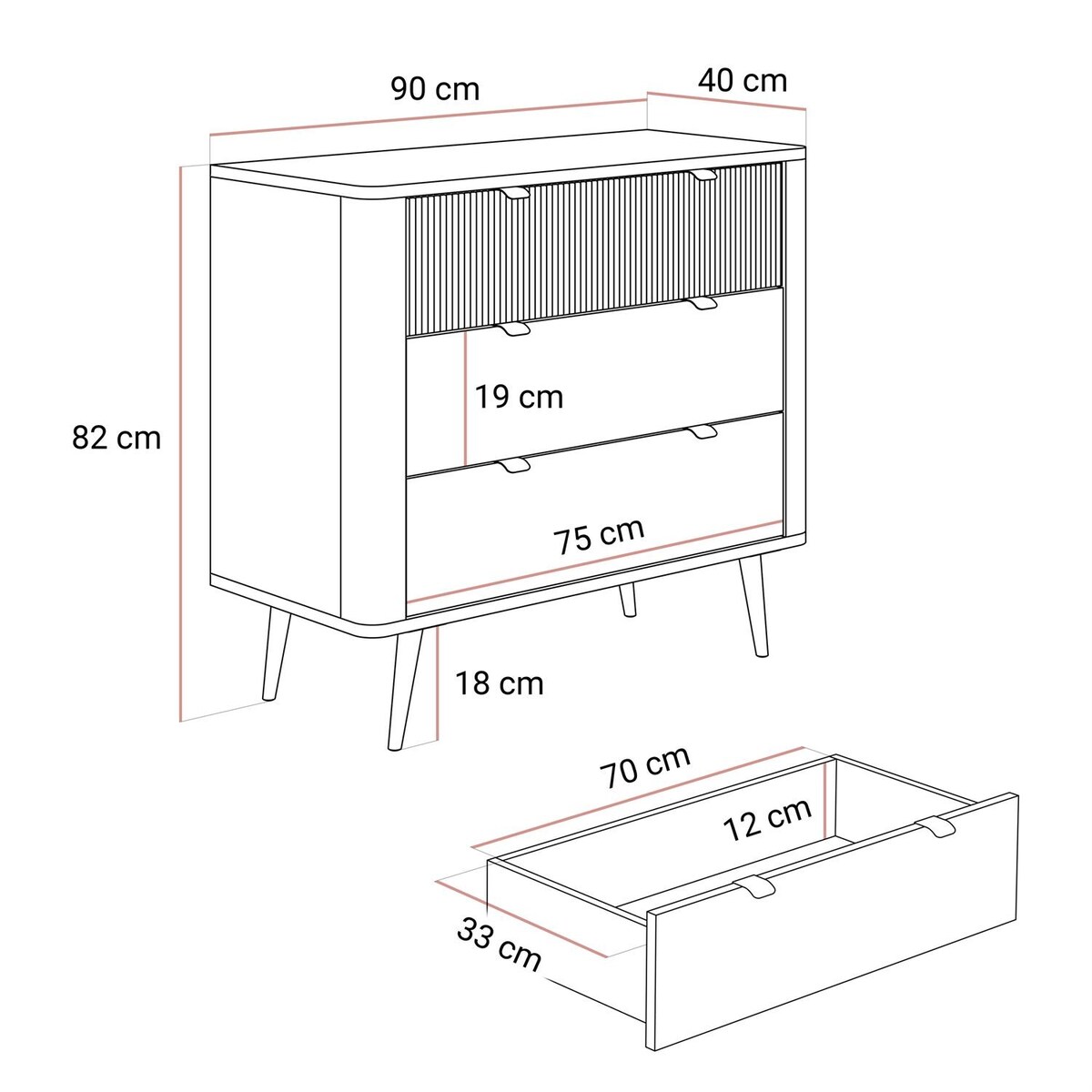 Komoda do salonu AUTUMN 3S na wysokich nóżkach, kaszmir / orzech