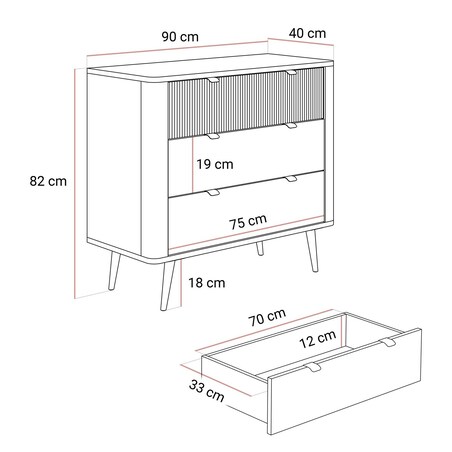 Komoda do salonu AUTUMN 3S na wysokich nóżkach, kaszmir / orzech