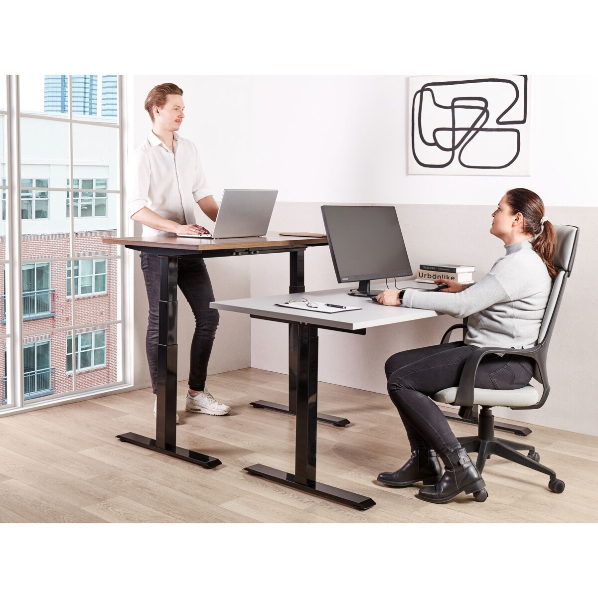 Biurko regulowane Elektryczny 120 x 72 cm Jasnoszary DESTINES Różne rozmiary