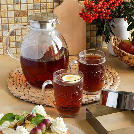 SZKLANKI KUBEK 6szt NA KAWE LATTE HERABTĘ ZIOŁA 415 ml prezent w RÓŻA dekor