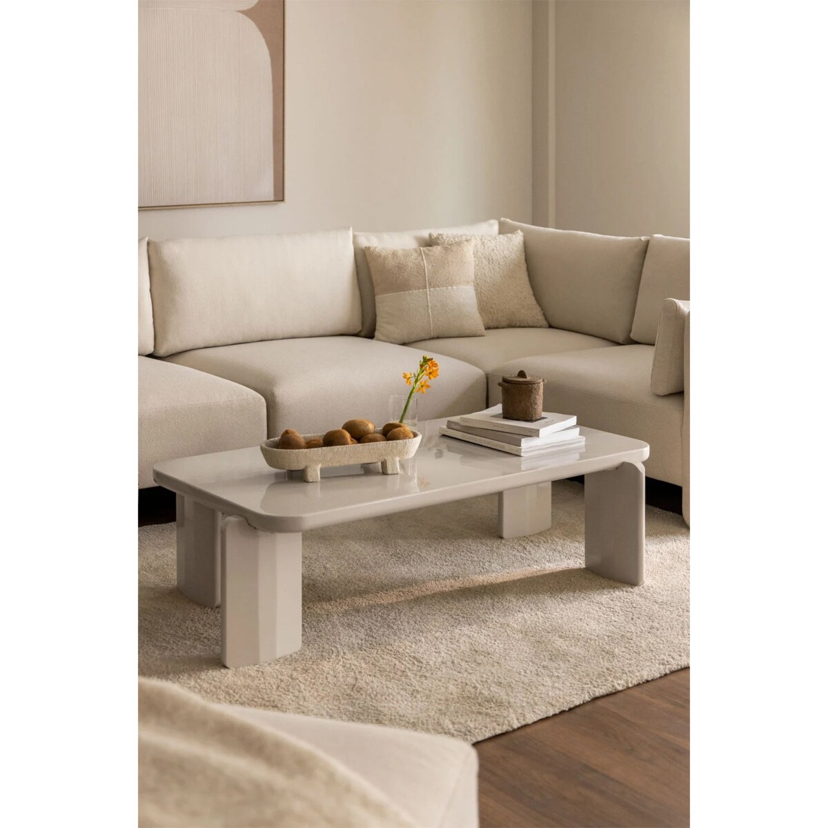 Stolik kawowy z MDF 120x60 cm Genewa kremowy