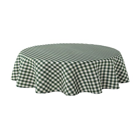 Obrus okrągły 160 x 160 cm zielono-biała kratka (1,5x1,5cm)