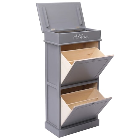 vidaXL Szafka na buty, szara, 50 x 28 x 98 cm, drewno paulownia