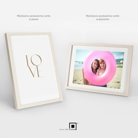 Biała z przetarciami ramka na zdjęcia 21x30 cm A4 rama MDF z plexi klasyczna ramka zawieszka stopka