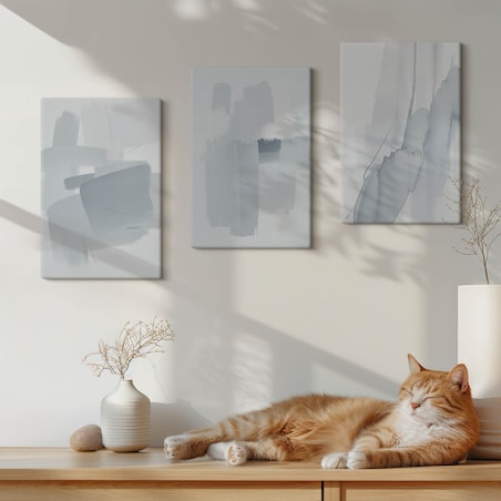 Zestaw 3 małych obrazów na płótnie - Abstrakcyjne akwarelowe sztuki - niebieski