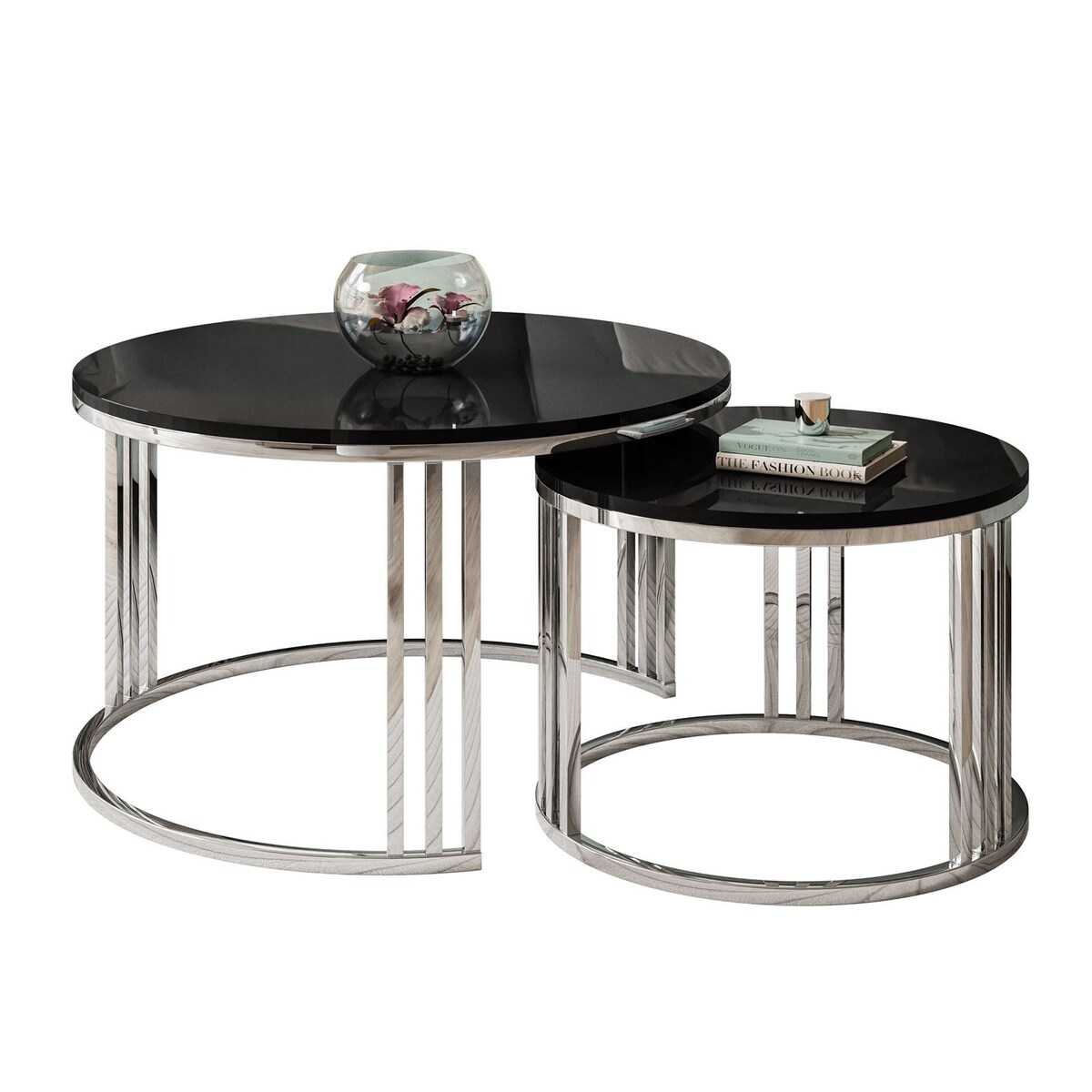 Stolik kawowy 2w1 LORI chrom czarny połysk