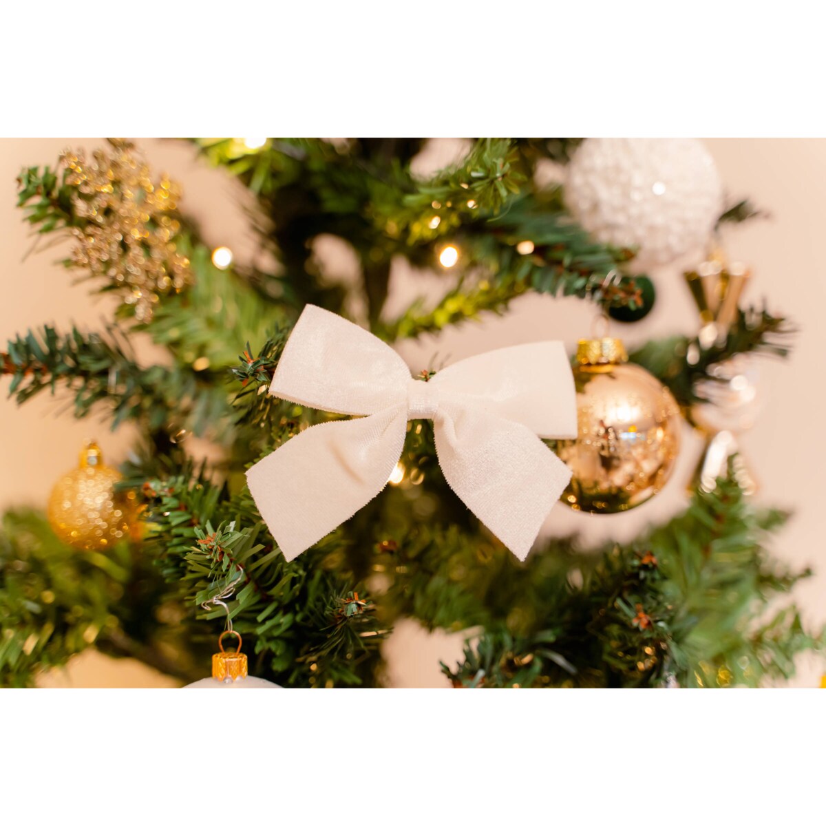 Kokardy świąteczne na choinkę, materiałowe, 3 sztuki, 10 x 9 cm