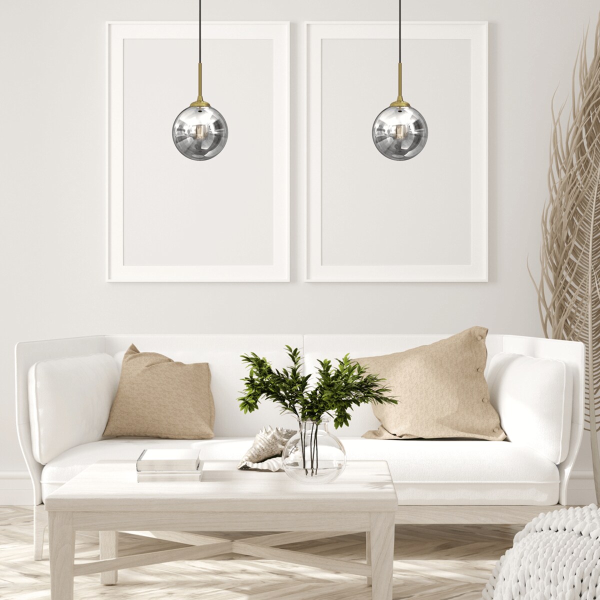 Lampa wisząca Reflex MLP8413 ball przydymiona złota