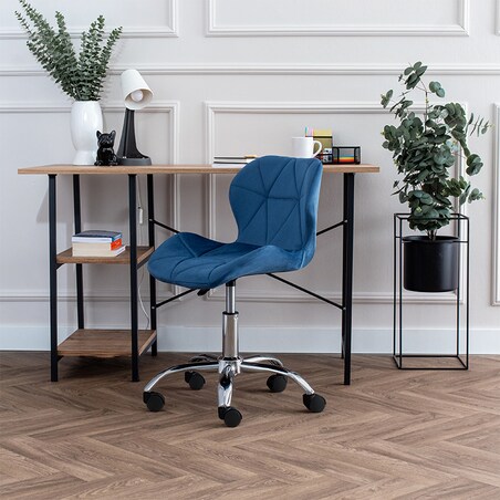 Krzesło biurowe obrotowe regulowane welurowe pikowane