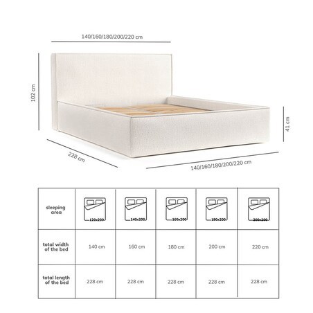 Łóżko kontynentalne SATO 200x200 z pojemnikiem, Jasny Szary, tkanina Modesto 481