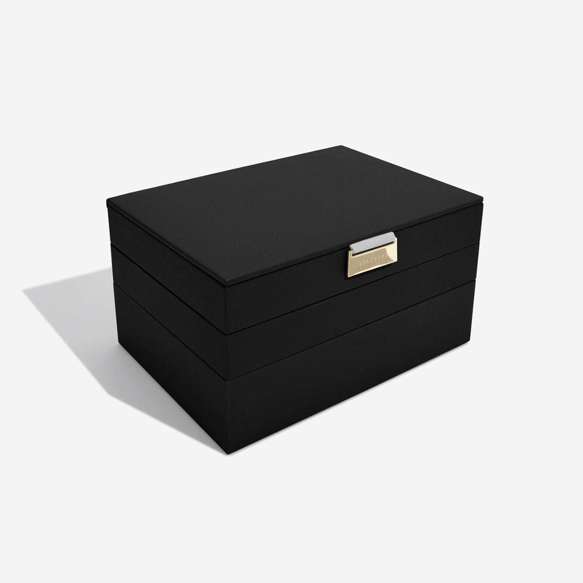 Szkatułka na biżuterię Stackers potrójna classic czarna velvet