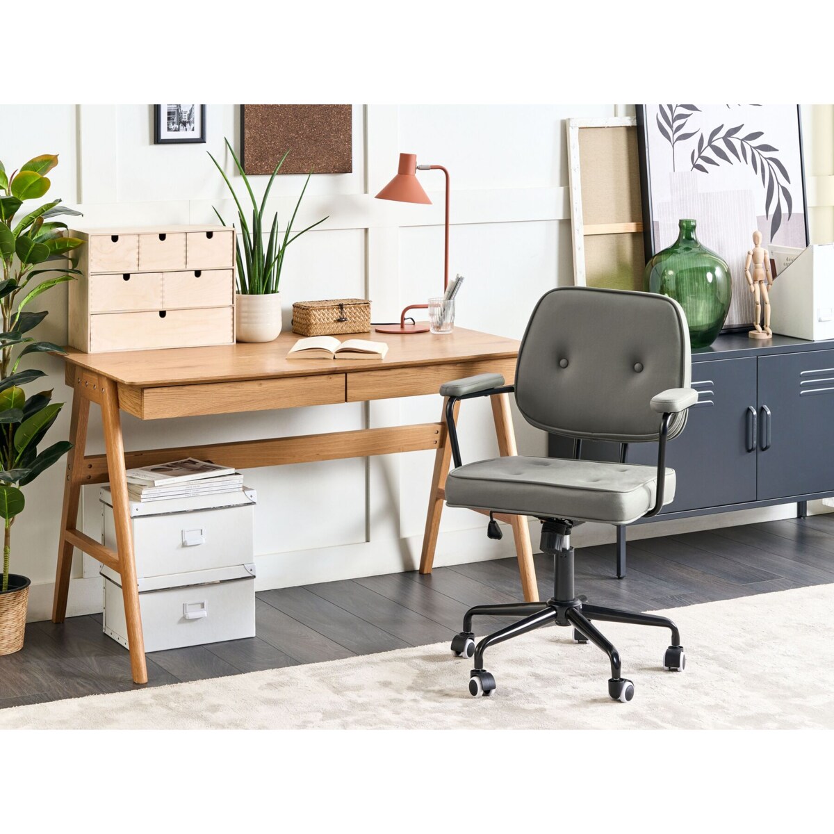 Krzesło biurowe regulowane ekoskóra zielone PAWNEE