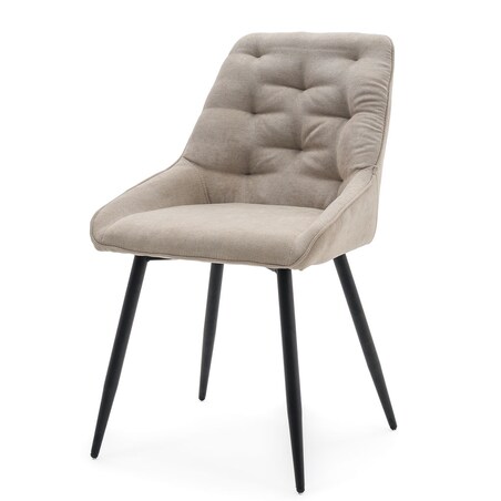 Krzesło tapicerowane LUMO beżowe czarne nogi do salonu biura