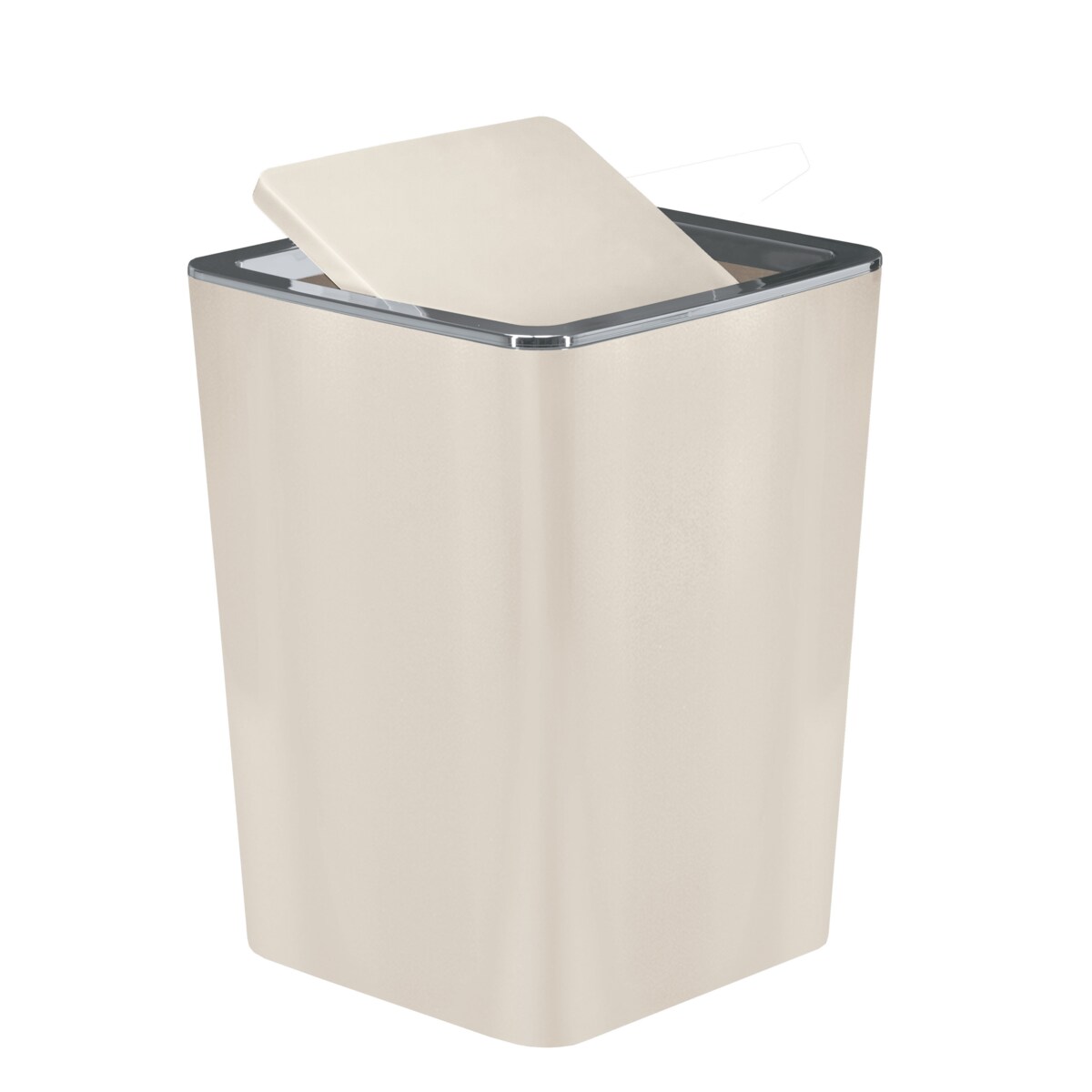 KLEINE WOLKE MATCH Kosz łazienkowy 5 L srebrny rant /beż kwadratowy