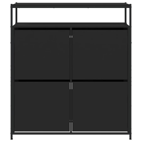 vidaXL Szafka na buty z 4 uchylanymi szufladami, czarna, 100x34x112 cm