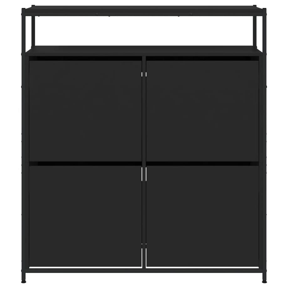 vidaXL Szafka na buty z 4 uchylanymi szufladami, czarna, 100x34x112 cm