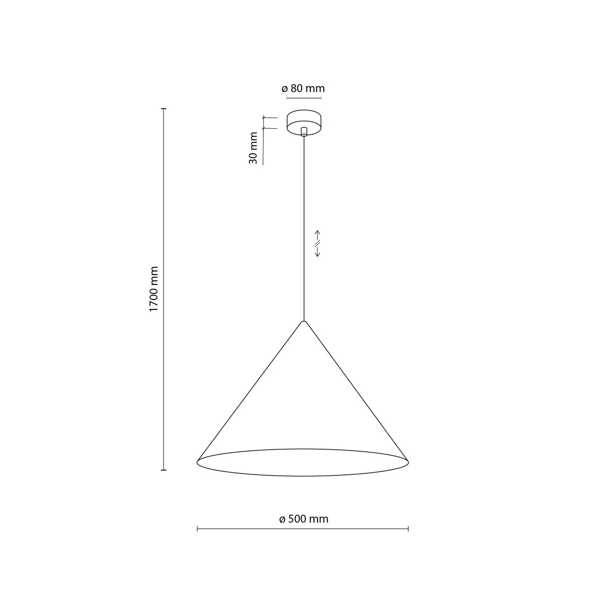 Lampa wisząca TK Lighting CONO XL NEW BROWN 11378 brązowa loftowa E27 50 cm regulowana wysokość