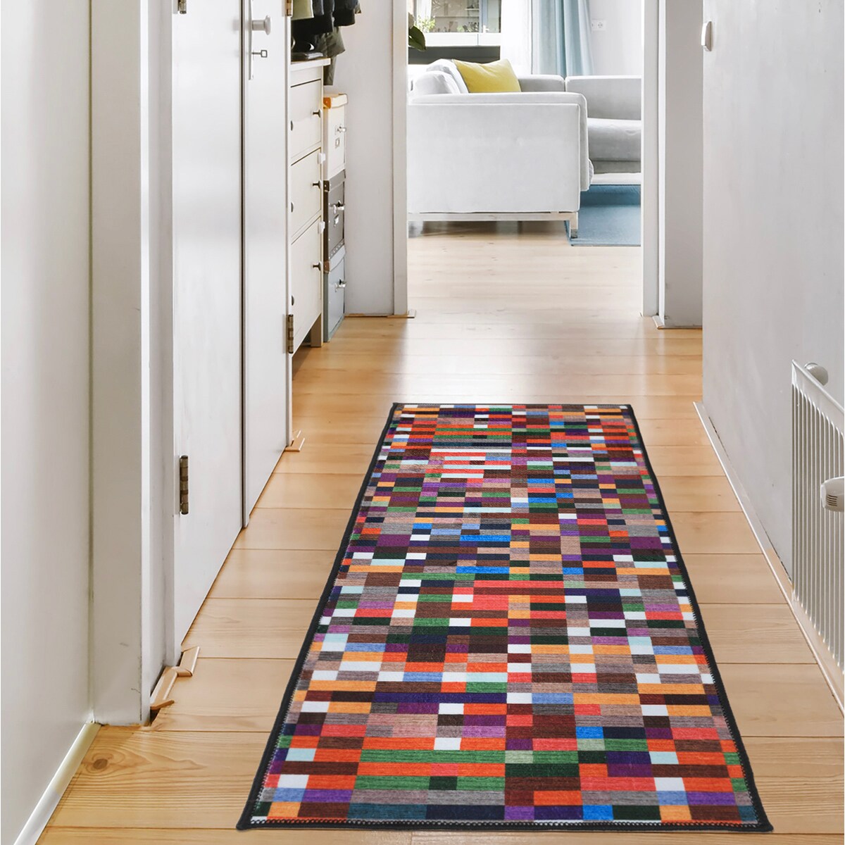 Dywan, chodnik nowoczesny geometryczny Piksel 65x130 cm e-floor wielokolorowy