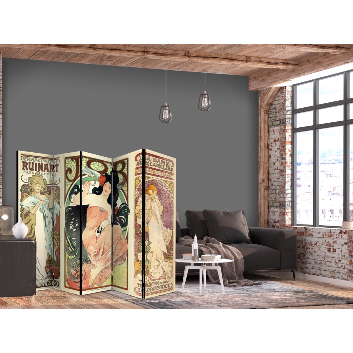 Parawan Dwustronny Alphonse Mucha. Kobiety 225x172cm