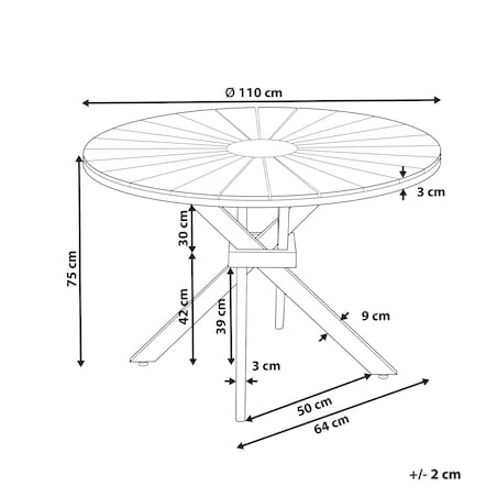 Stół ogrodowy LISSONE 110 cm 110 cm Drewno akacjowe Brązowy