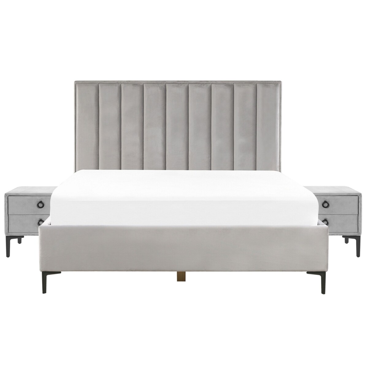 Zestaw do sypialni Welur SEZANNE 180 x 200 cm Jasnoszary