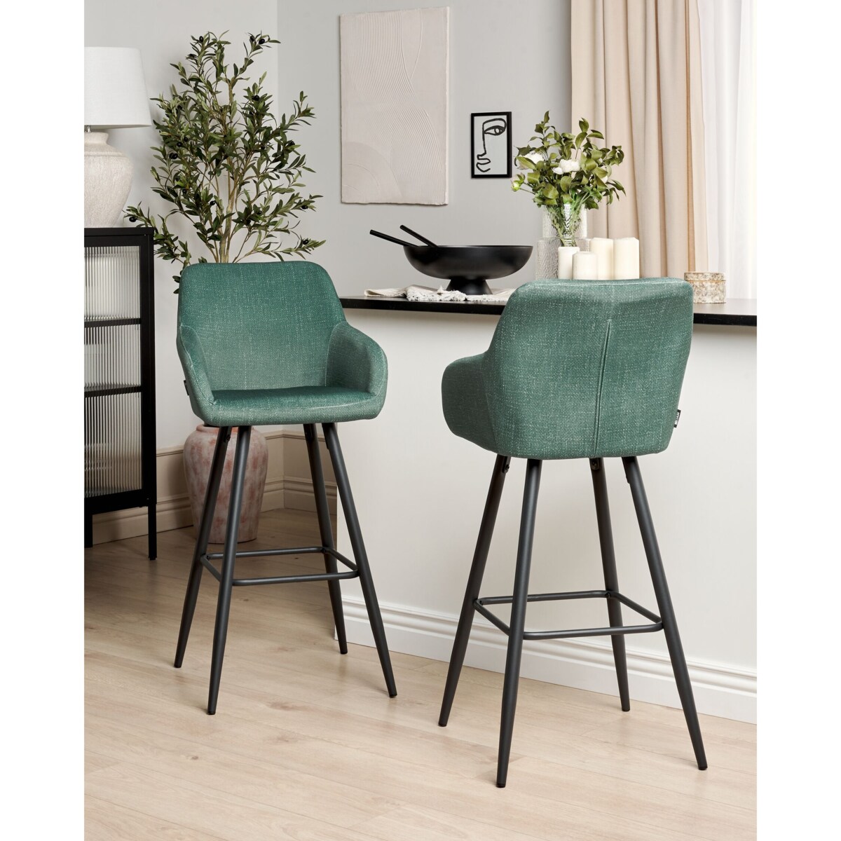 Zestaw 2 krzeseł barowych zielony CASMALIA