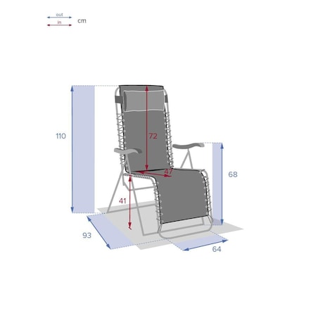 LEŻAK REGULOWANY Relax czerwony SKŁADANY z podłokietnikami