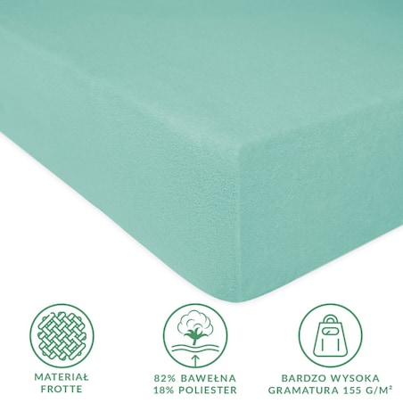 Prześcieradło frotte z gumką 160x200 kolor jasny turkus