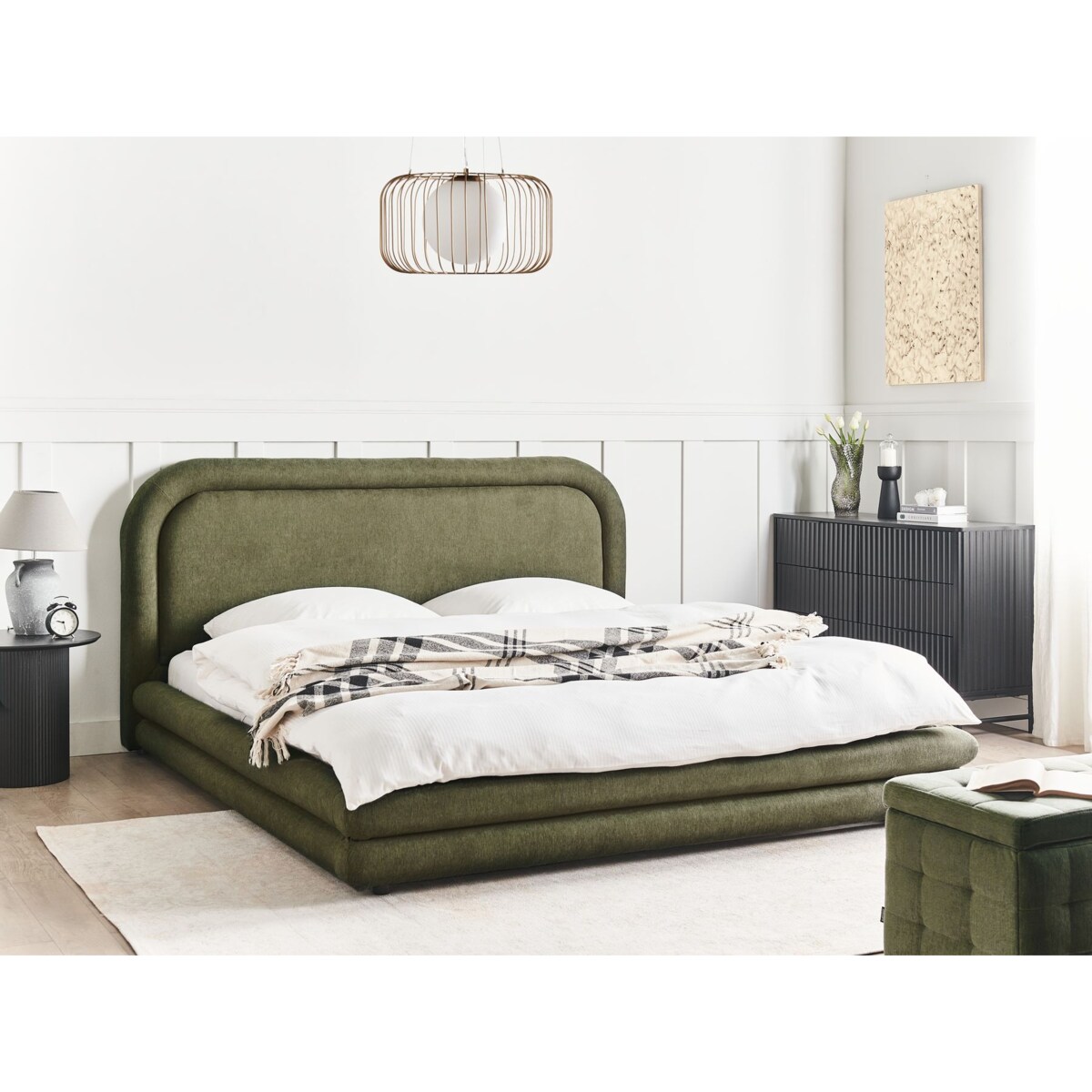 Łóżko Len syntetyczny LAVARDENS 180 x 200 cm Ciemnozielony