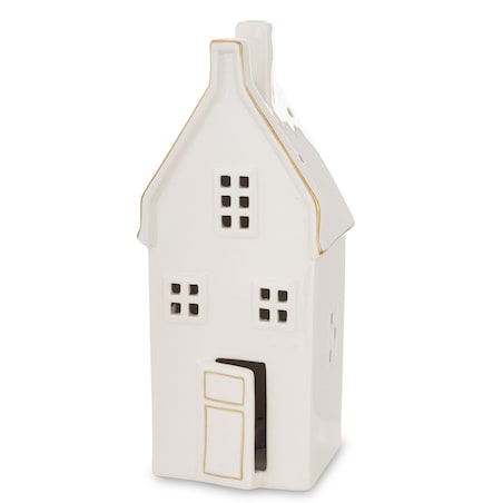 Ceramiczny biały domek LED 20x8,5 cm ADANI - II