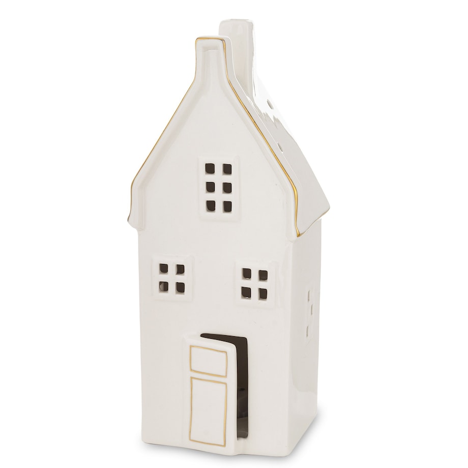 Ceramiczny biały domek LED 20x8,5 cm ADANI - II